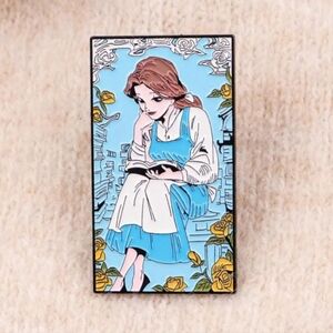 Blue and White Enamel Pin with Yellow Accents Disney Belle Beauty And The Beast